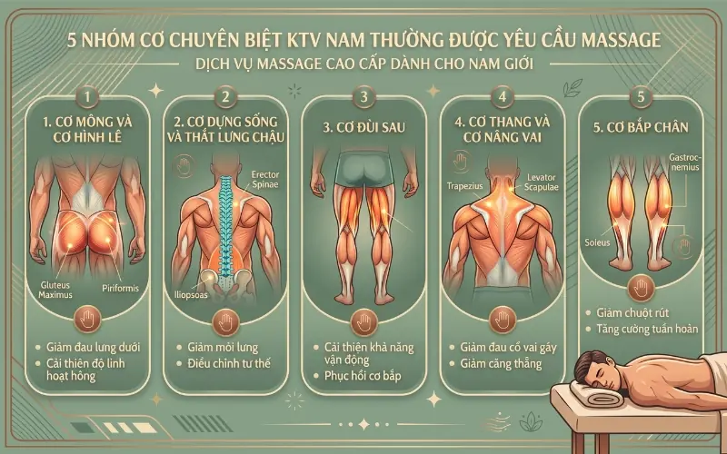 5 nh&oacute;m cơ cần kỹ thuật vi&ecirc;n massage nam