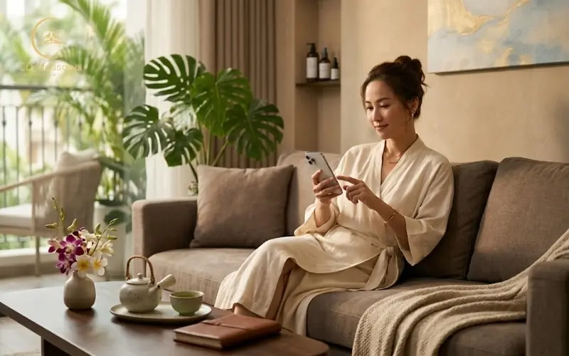 Giao diện đặt lịch massage online tr&ecirc;n smartphone