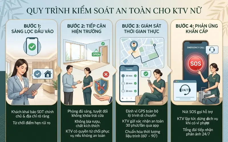 Infographic kiểm so&aacute;t quy tr&igrave;nh kỹ thuật vi&ecirc;n massage nữ