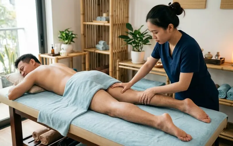 kh&ocirc;ng đ&egrave; nắn trực tiếp v&agrave;o t&acirc;m khối cơ co cứng khi massage cho người bị chuột r&uacute;t