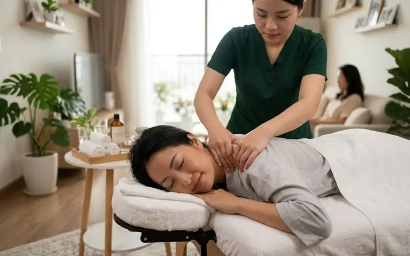 Kỹ thuật vi&ecirc;n thực hiện massage giảm stress tại nh&agrave; chuẩn kỹ thuật