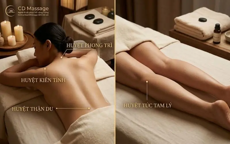 huyệt Phong Tr&igrave;, Ki&ecirc;n Tỉnh, Thận Du, T&uacute;c Tam L&yacute;