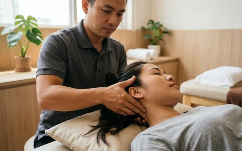Vị tr&iacute; nh&oacute;m cơ dưới chẩm khi massage giảm đau đầu