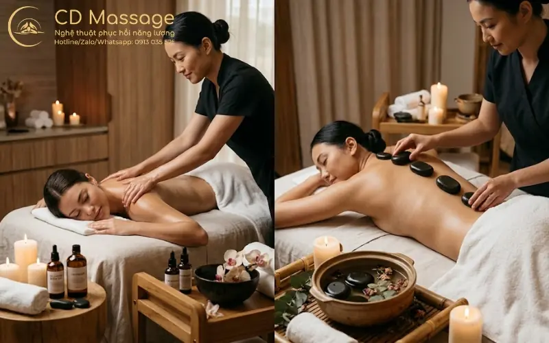 MASSAGE BODY THƯ GIÃN BẰNG TINH DẦU VÀ ĐÁ NÓNG: HIỆU QUẢ PHỤC HỒI VÀ GIẢM STRESS