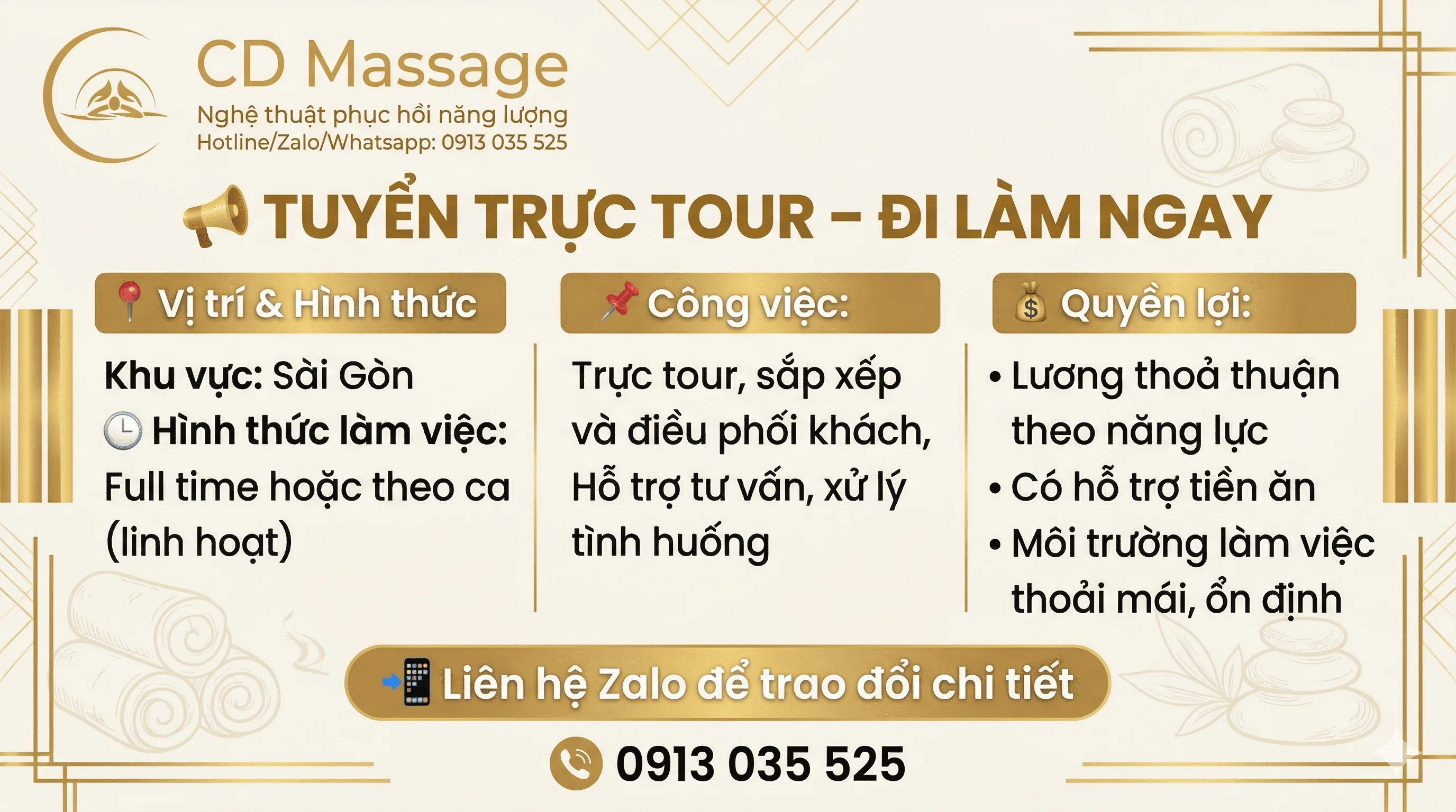 Tuyển dụng nhân viên massage tận nơi - CD Massage
